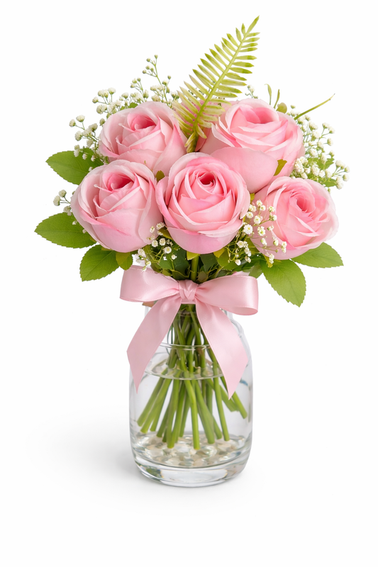Blush Pink Rose with Vase Bouquet